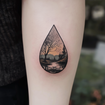 Nature-Inspired Raindrop Tattoo