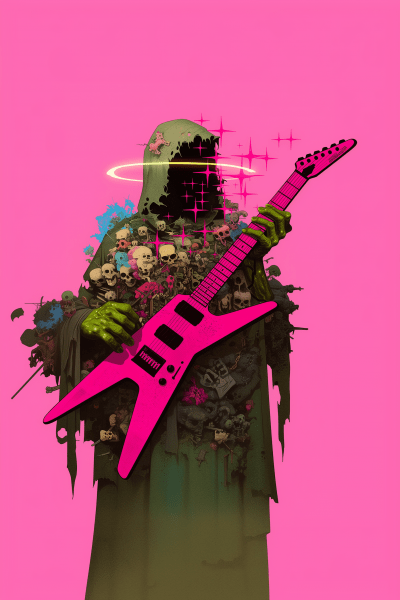 Zombie Guitar Player in Cemetery