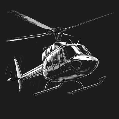 Black and White Helicopter Illustration