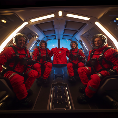 Red Suits in Space Vehicle