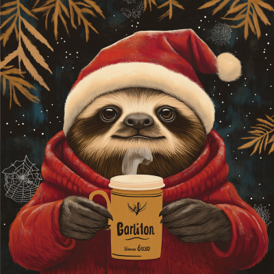 Artisan Christmas Sloth Coffee Label