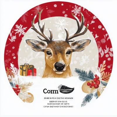 Christmas Coffee Label with Deer