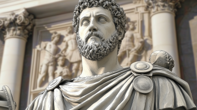 3D Hand-drawn Drawing of Roman Emperor with Rome Background