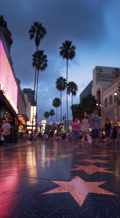 Hollywood Boulevard Walk of Fame in the Evening