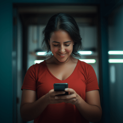 Hispanic Woman Texting on Phone