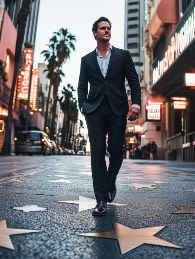 Celebrity Walking down Hollywood Boulevard