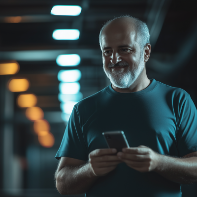 Smiling Man Holding Phone