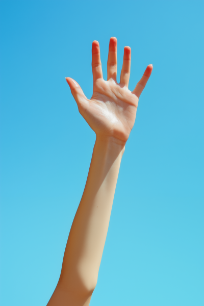 Woman’s Hand Waving in Realistic Photography