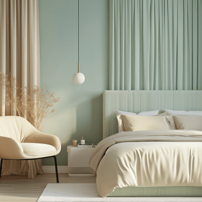 Modern Mint Green Cream Bedroom