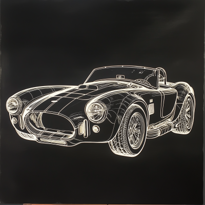 Shelby Cobra Outline on Black Canvas Board