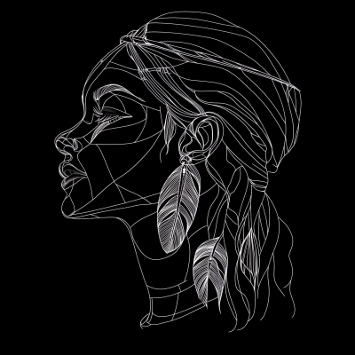 One Line Art of Beautiful American Indian Woman