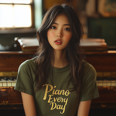 Piano Every Day Foil Print T-Shirt