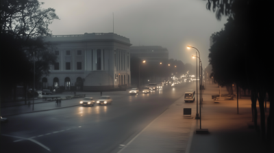 Misty Evening Street Lights