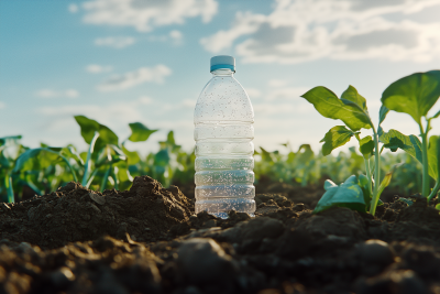 Transparent Plastic Bottle on Pile of Dirt