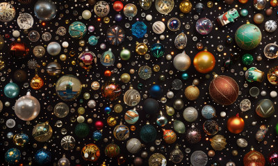 Vintage Ornaments and Beads on Black Background