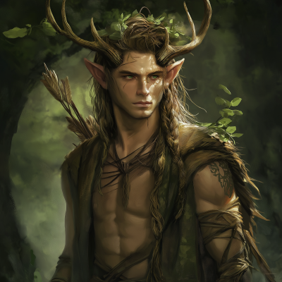 Younger Male Satyr Druid Fantasy Art