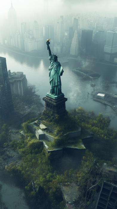 Futuristic Abandoned New York City in 2100