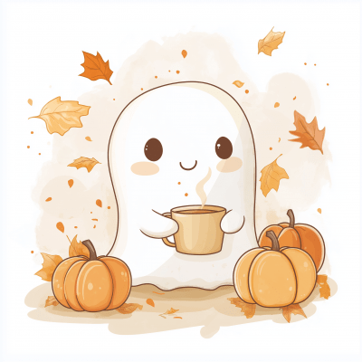 Charming Ghost in Autumn Scene