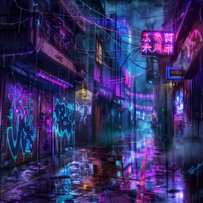 Cyberpunk Alleyway Nightlife