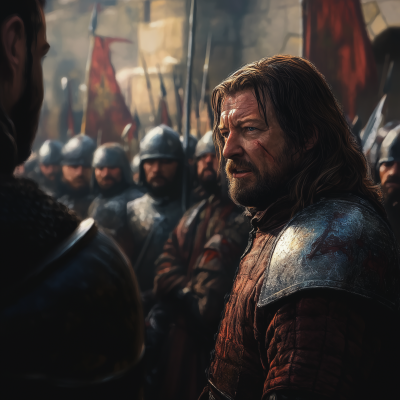 Ned Stark motivating soldiers