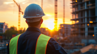 Man at Job Site During Golden Hour