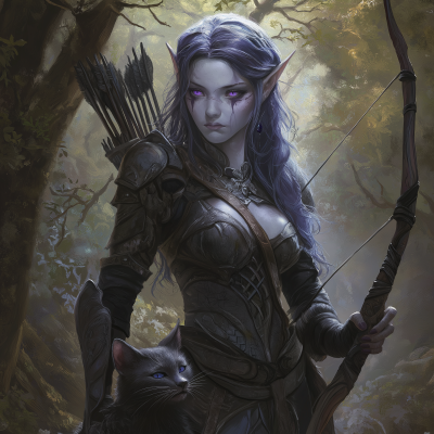 Half Human Half Shadow Elf with Bow and Arrow