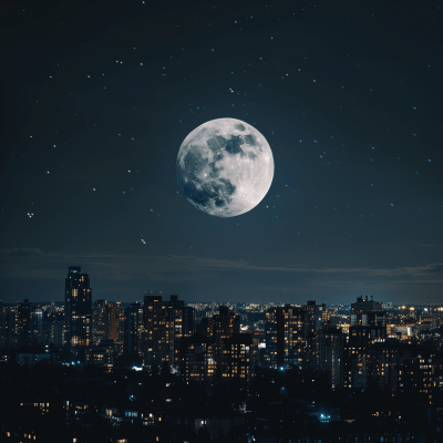 Moonlit Night in the City