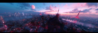 Manga Cityscape at Dusk