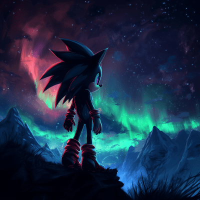 Shadow the Hedgehog with Aurora Borealis Background