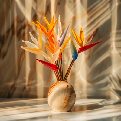 Bird of Paradise Artificial Flower in a Ceramic Pot