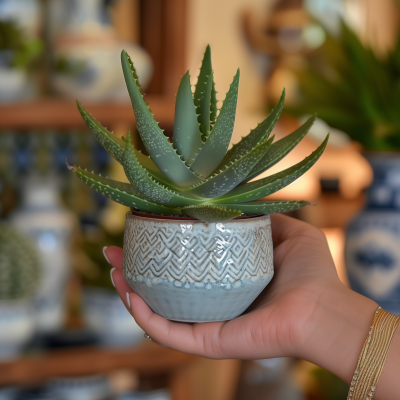 Green Succulent in Hand