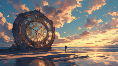 Sunset Clock on the Beach