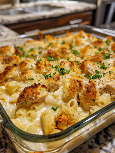 Homemade Chicken Alfredo Bake