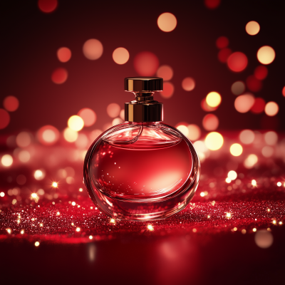 Perfume on Red Background