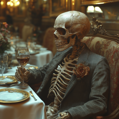 Skeleton at Fancy Restaurant