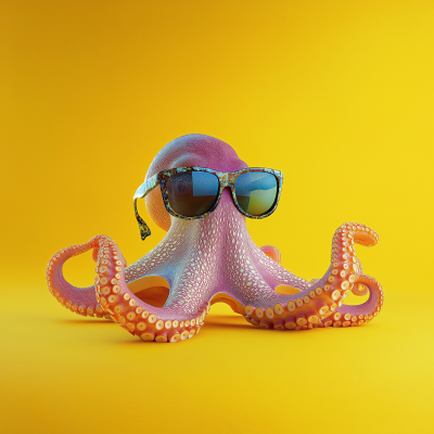 Colorful Octopus with Sunglasses