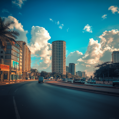 Stylized City Street Curve Road