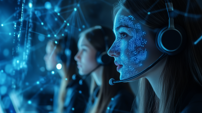 Blue Technology Hologram in Call Center