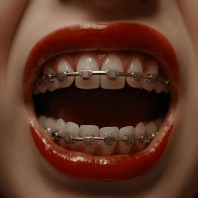 Close Up of Mouth with Braces