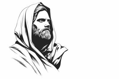 Minimalist Line Art of a Human Jedi