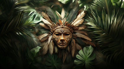 Bohemian Aztec Mask in Jungle Setting