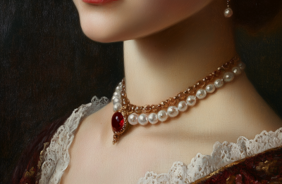 Portrait of a Woman with Pearl and Ruby Necklace