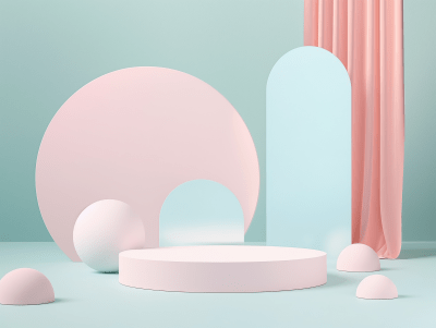 3D Geometric Product Display Podium Scene