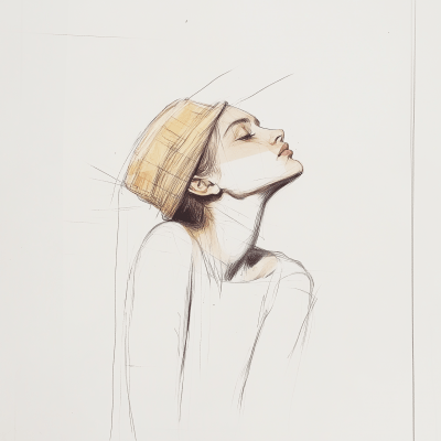 Girl in a Hat on White Background