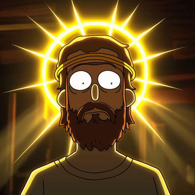 Rick and Morty Universe Jesus with Halo