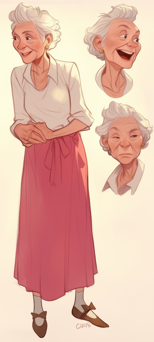 Dynamic Old Woman Character Illustration