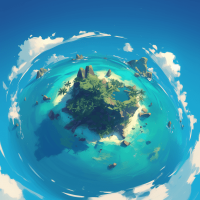 Tropical Round Shape Island Illustration