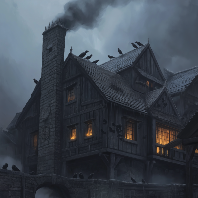 Gray Smoke from Chimney in 2D Digital Artwork