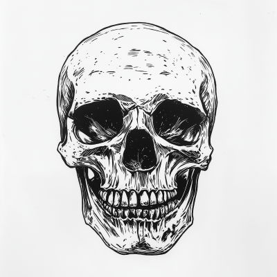 Skull Lino Drawing