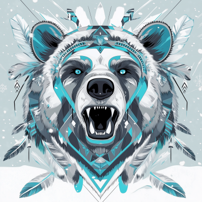 Geometric Bear in Snow Theme